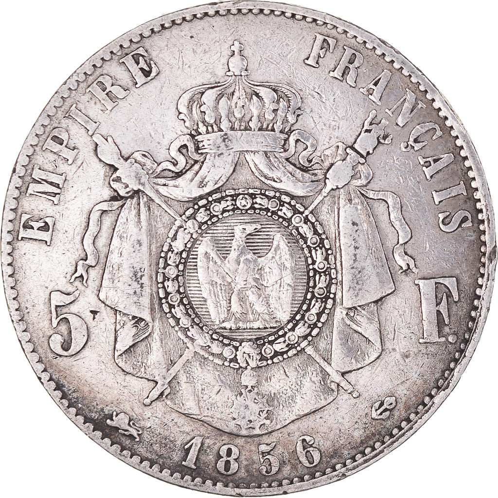 Moneta, Francja, Napoleon III, 5 Francs, 1856, Lyon, VF(20-25), Srebro