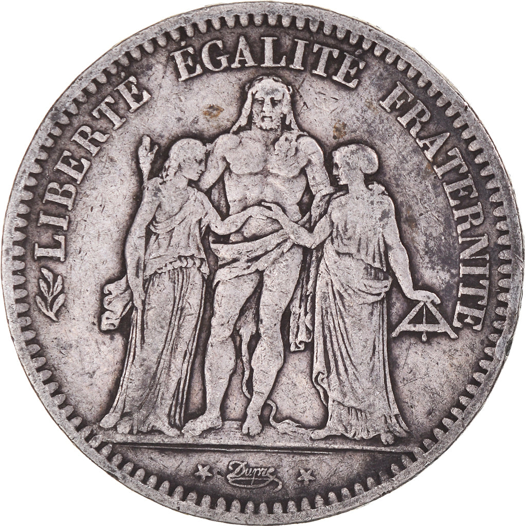 Moneda, Francia, Hercule, 5 Francs, 1848, Bordeaux, BC+, Plata, KM:756.4