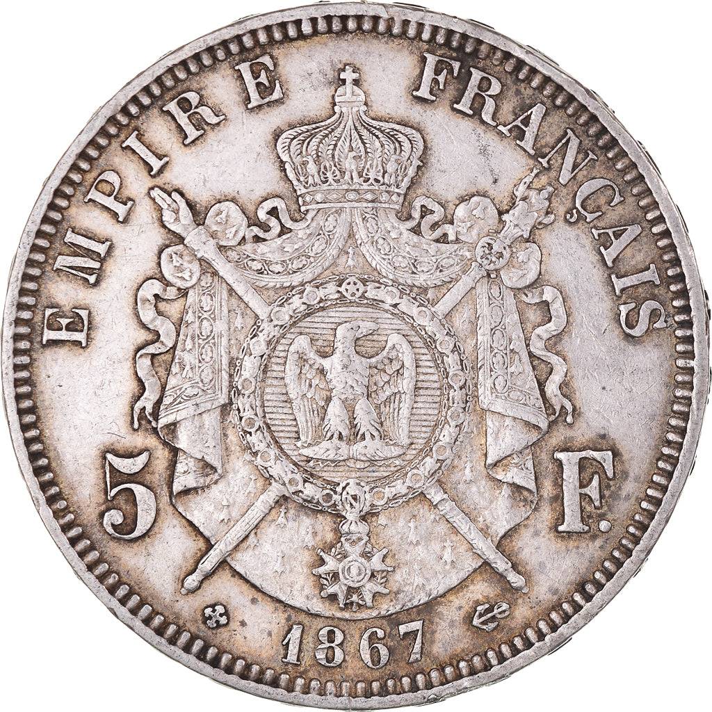 Monnaie, France, Napoléon III, 5 Francs, 1867, Strasbourg, TTB, Argent