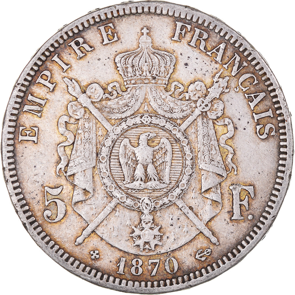Coin, France, Napoléon III, 5 Francs, 1870, Strasbourg, VF(30-35), Silver