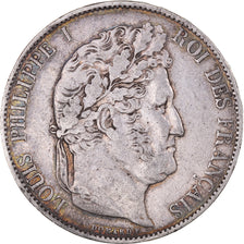 Moneta, Francia, Louis-Philippe, 5 Francs, 1844, Lille, BB, Argento, KM:749.13