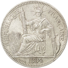 FRENCH COCHIN CHINA, 10 Cents, 1884, Paris, KM #4, MS(60-62), Silver, Lecompte..