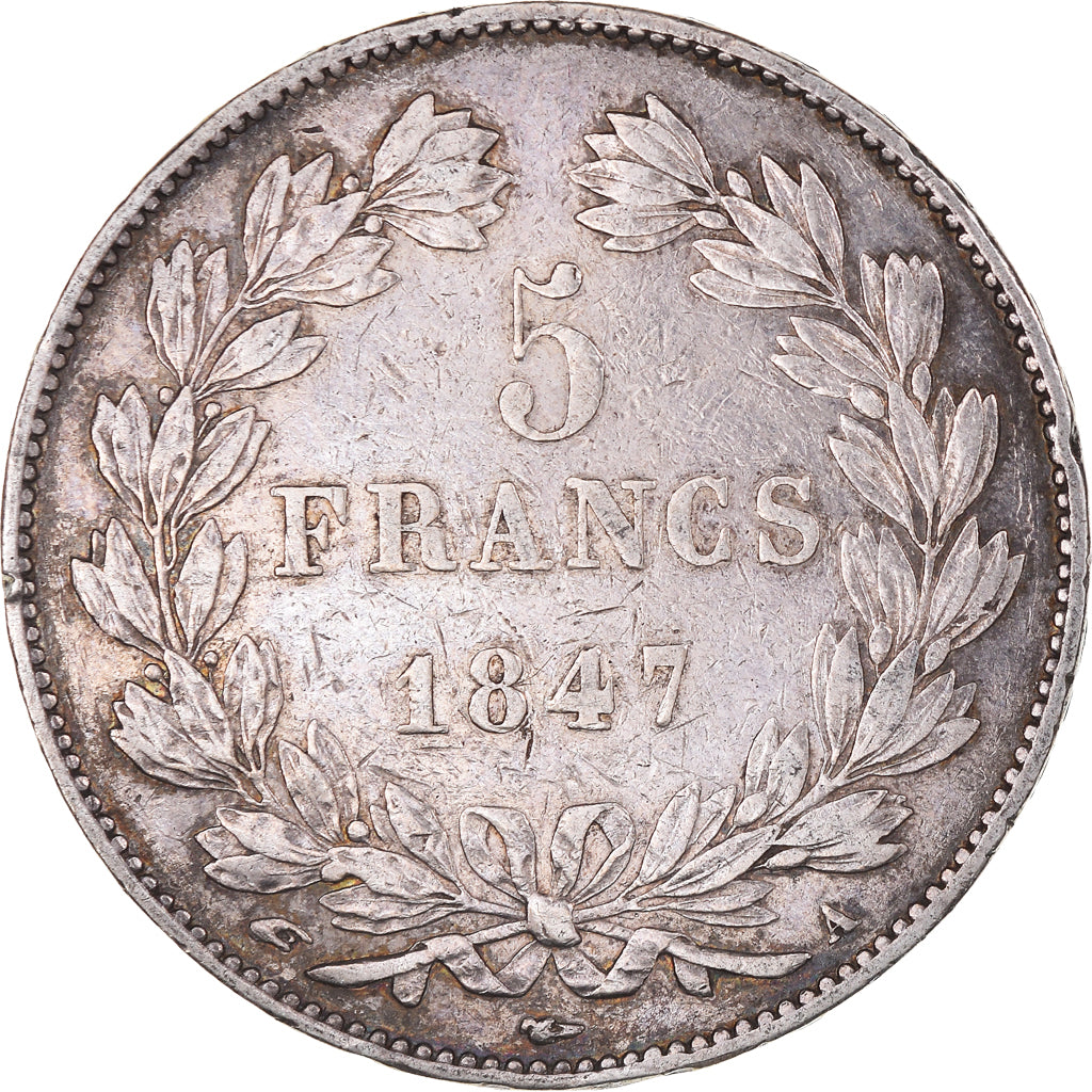 Moneta, Francia, Louis-Philippe, 5 Francs, 1847, Paris, BB, Argento, KM:749.1