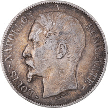 Moneda, Francia, Napoléon III, 5 Francs, 1852, Paris, BC+, Plata, KM:773.1