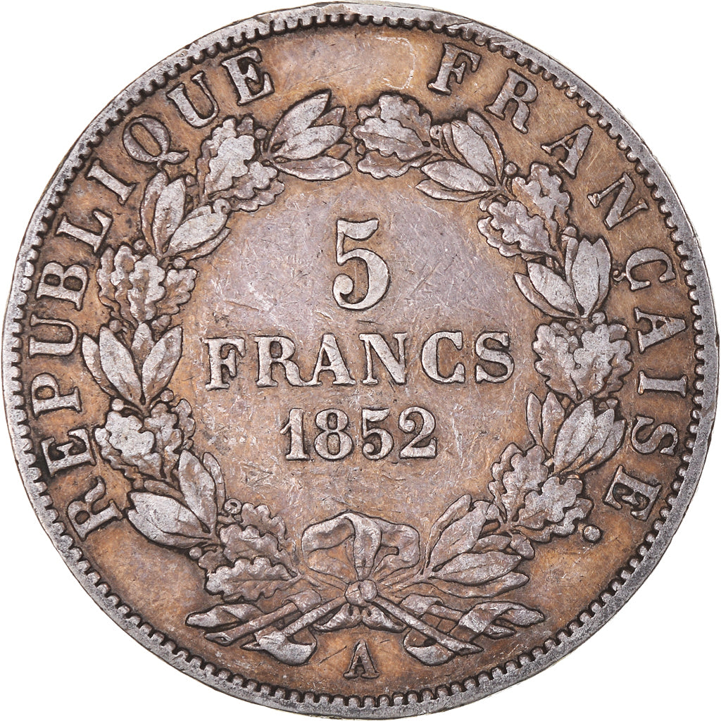 Moeda, França, Napoléon III, 5 Francs, 1852, Paris, VF(30-35), Prata