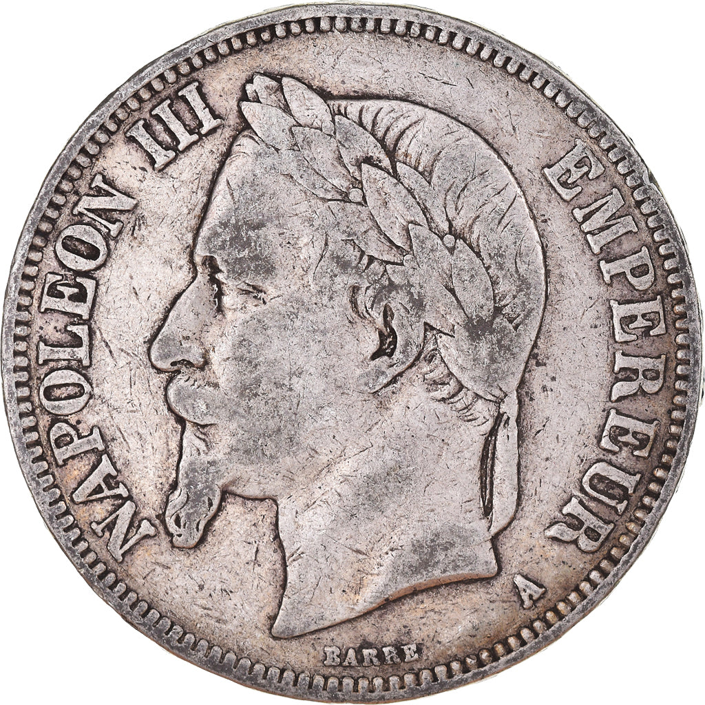 Moneta, Francja, Napoleon III, 5 Francs, 1869, Paris, VF(20-25), Srebro