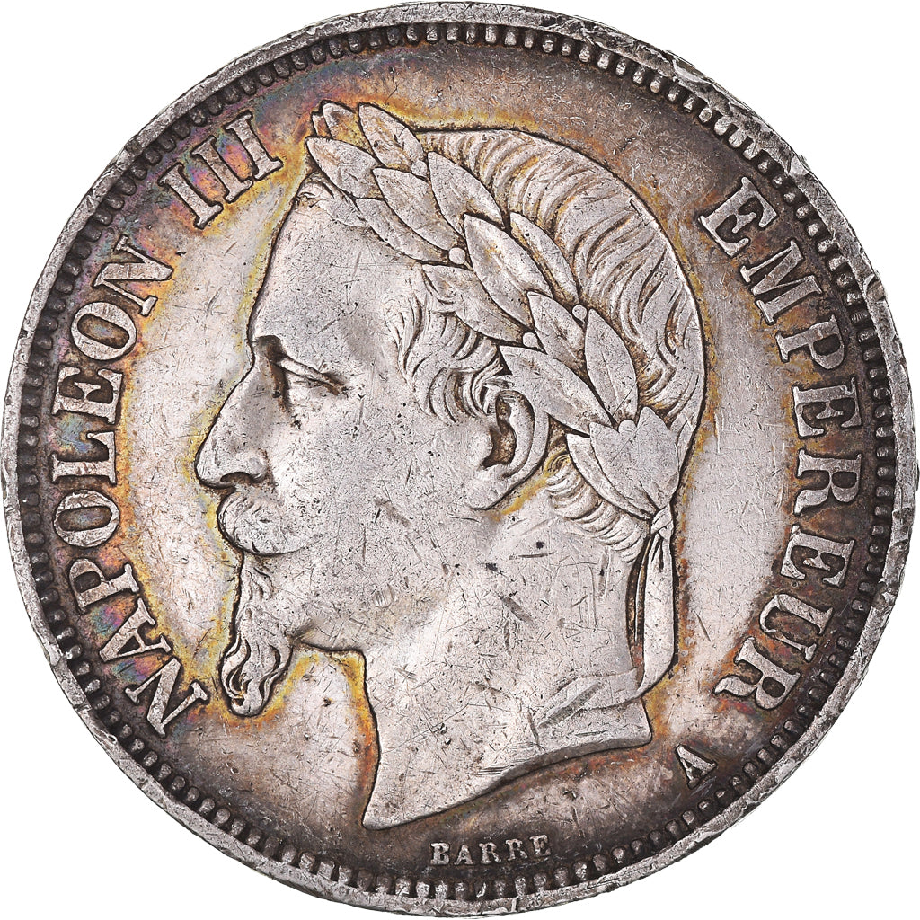 Moneta, Francia, Napoleon III, 5 Francs, 1869, Paris, MB+, Argento, KM:799.1