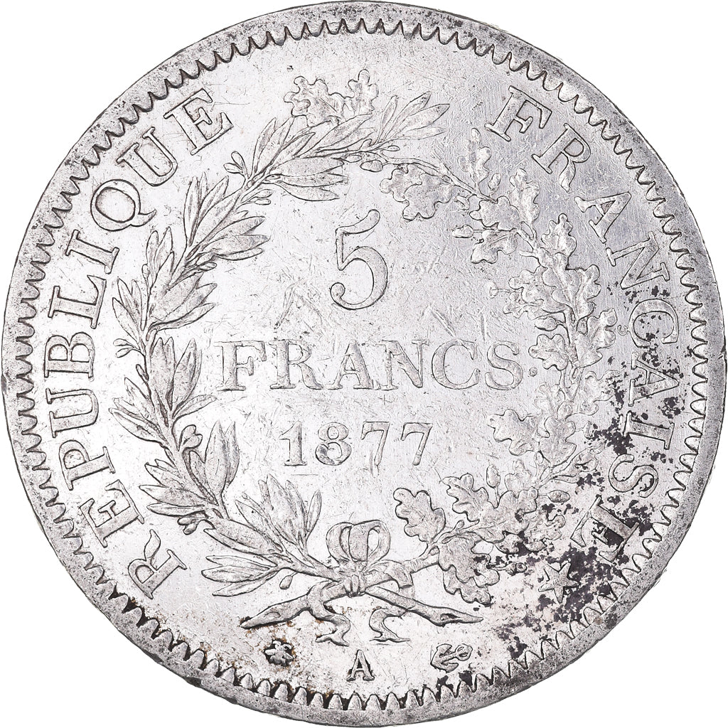 Coin, France, Hercule, 5 Francs, 1877, Paris, VF(30-35), Silver, KM:820.1