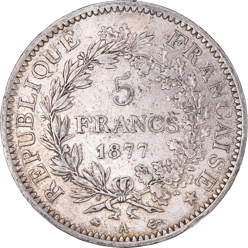 Münze, Frankreich, Hercule, 5 Francs, 1877, Paris, S+, Silber, KM:820.1