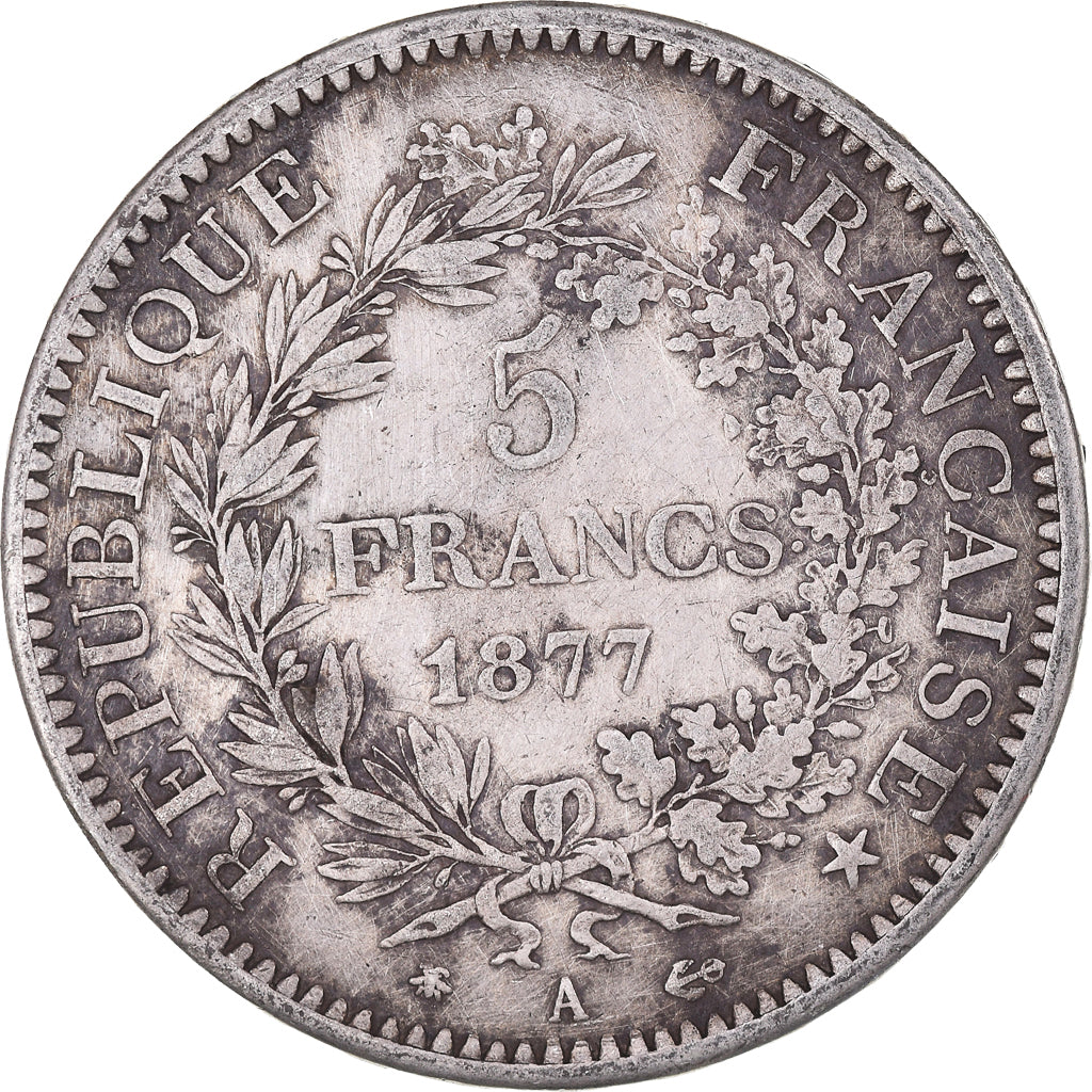 Moneta, Francia, Hercule, 5 Francs, 1877, Paris, BB, Argento, KM:820.1
