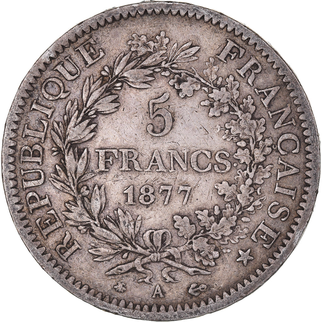 Coin, France, Hercule, 5 Francs, 1877, Paris, EF(40-45), Silver, KM:820.1
