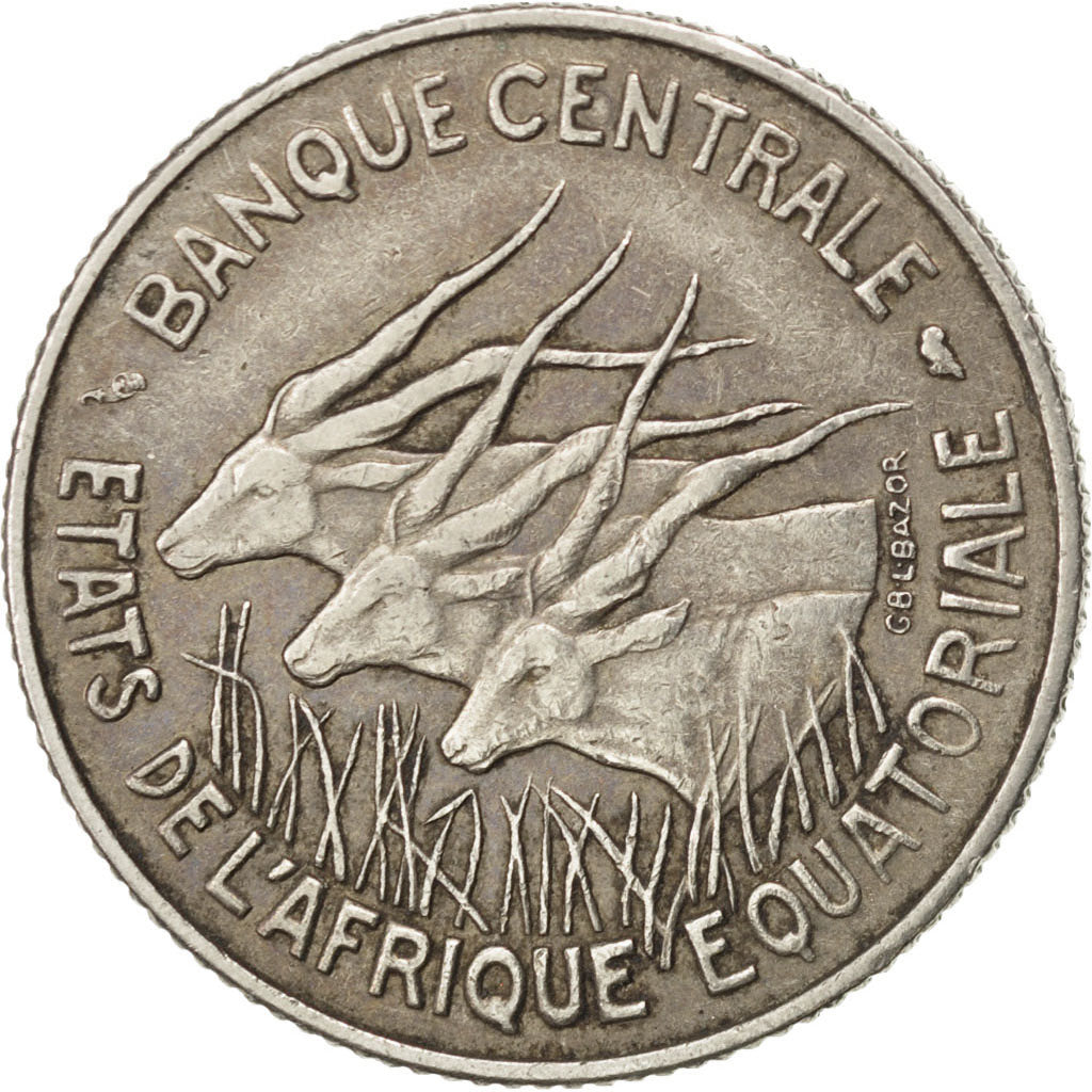 EQUATORIAL AFRICAN STATES, 100 Francs, 1966, Paris, KM #5, EF(40-45), Nickel,...