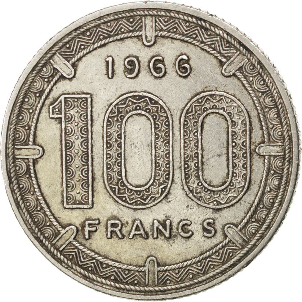 EQUATORIAL AFRICAN STATES, 100 Francs, 1966, Paris, KM #5, EF(40-45), Nickel,...