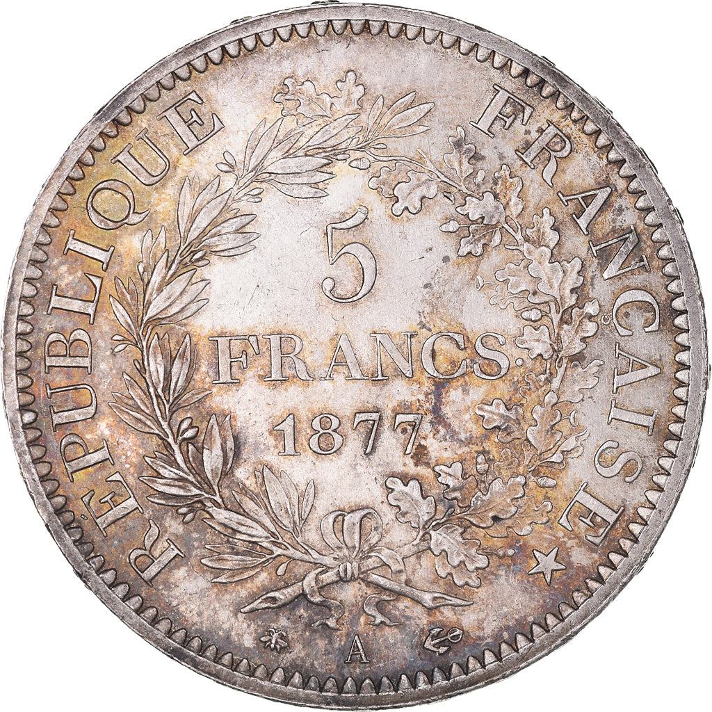 Moneta, Francia, Hercule, 5 Francs, 1877, Paris, SPL-, Argento, KM:820.1