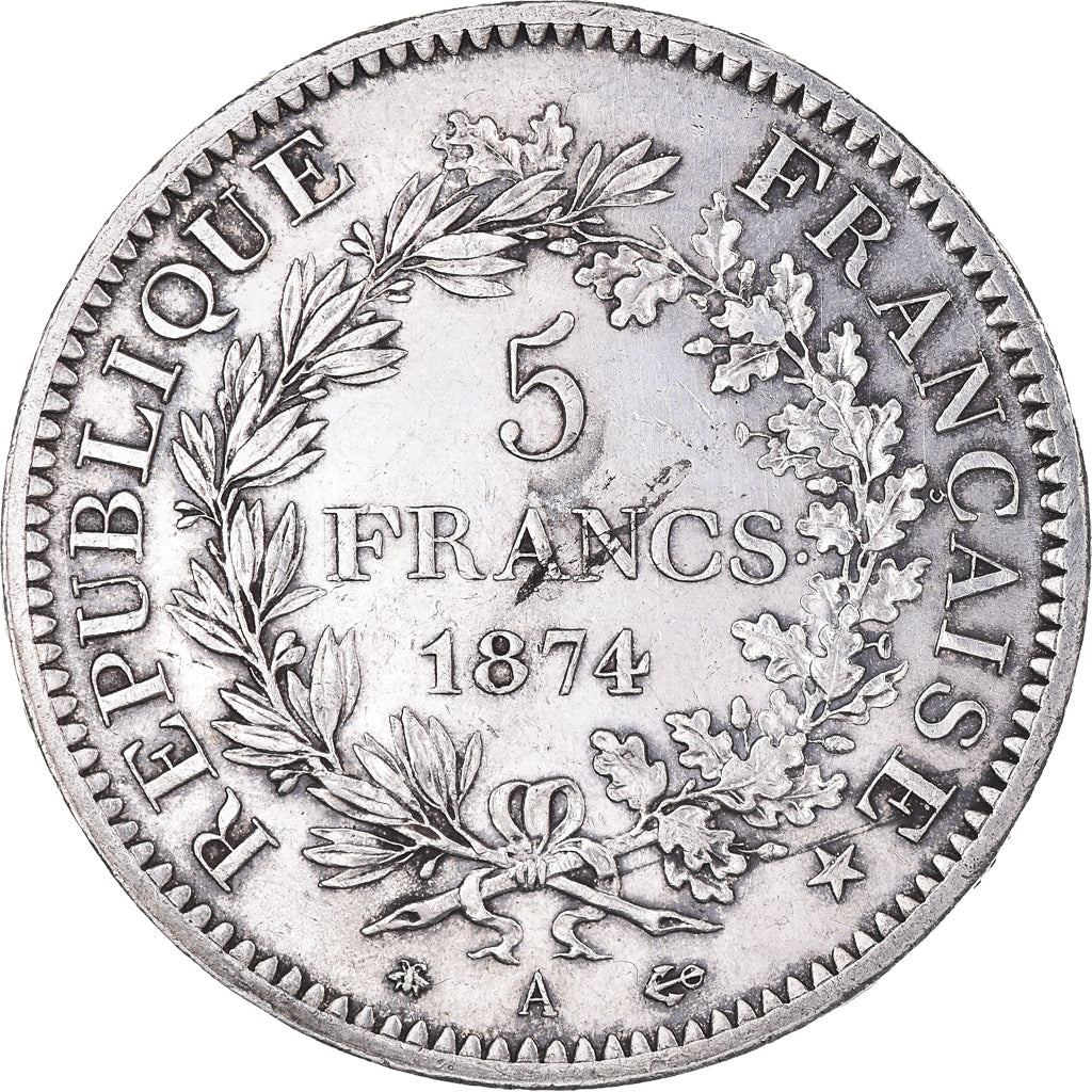 Coin, France, Hercule, 5 Francs, 1874, Paris, AU(50-53), Silver, KM:820.1