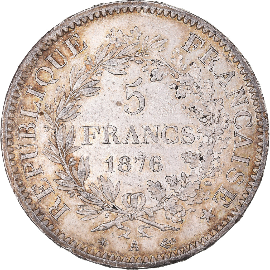 Moneta, Francia, Hercule, 5 Francs, 1876, Paris, BB, Argento, KM:820.1
