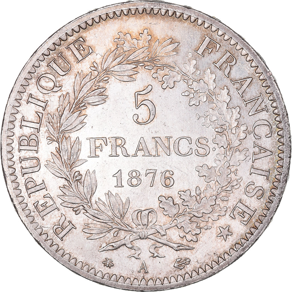 Coin, France, Hercule, 5 Francs, 1876, Paris, MS(60-62), Silver, KM:820.1