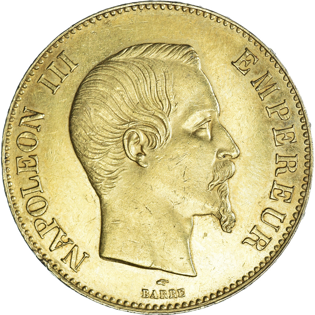 Moneta, Francia, Napoleon III, 100 Francs, 1857, Paris, BB+, Oro, KM:786.1