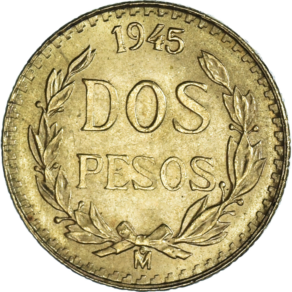 Münze, Mexiko, 2 Pesos, 1945, Mexico City, UNZ, Gold, KM:461