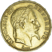 Moeda, França, Napoleon III, 50 Francs, 1866, Strasbourg, AU(50-53), Dourado
