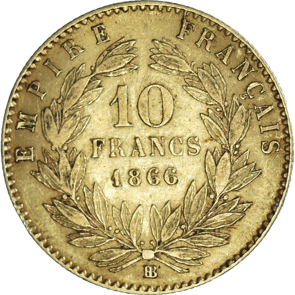 Monnaie, France, Napoleon III, 10 Francs, 1866, Strasbourg, TTB, Or