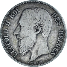 Coin, Belgium, Leopold II, 2 Francs, 2 Frank, 1867, VF(20-25), Silver, KM:30.2