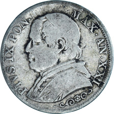 Moneda, Estados italianos, PAPAL STATES, Pius IX, Lira, 1867, Roma, BC+, Plata