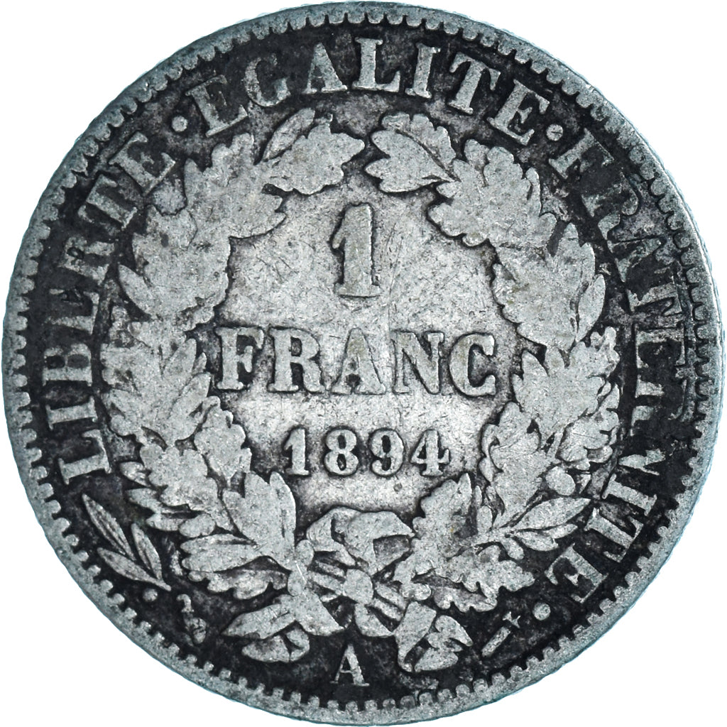 Coin, France, Cérès, Franc, 1894, Paris, VF(30-35), Silver, KM:822.1