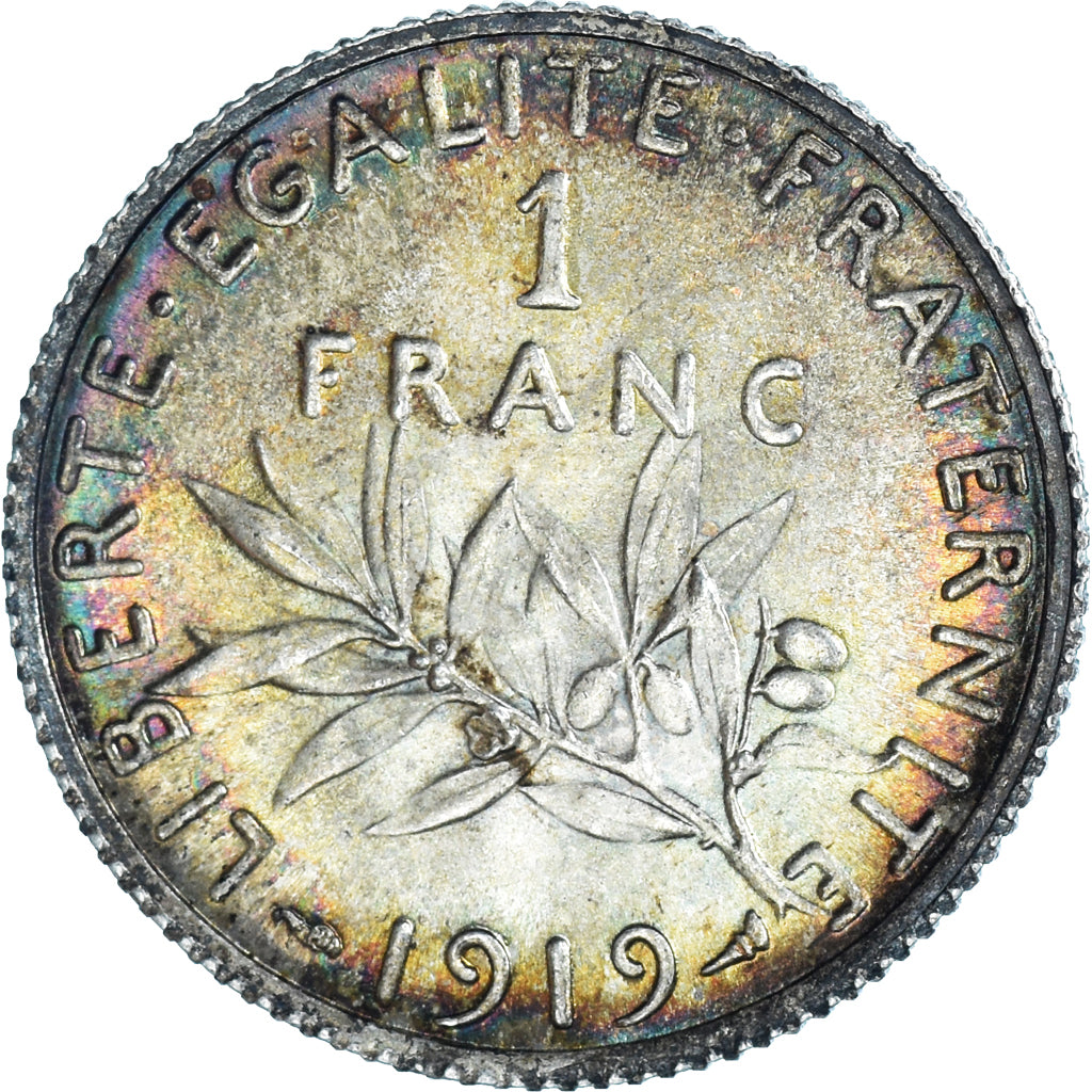 Coin, France, Semeuse, Franc, 1919, Paris, MS(63), Silver, KM:844.1
