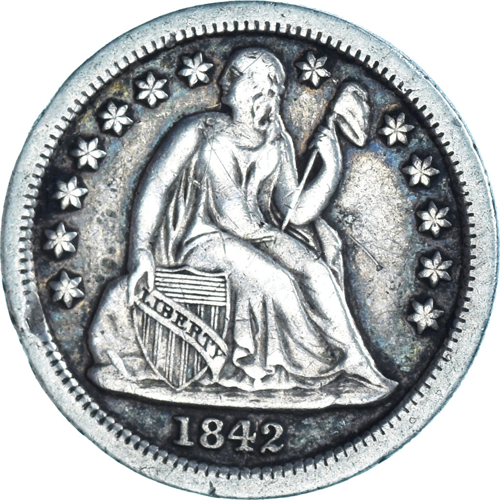 Coin, United States, Seated Liberty Dime, Dime, 1842, U.S. Mint, Philadelphia