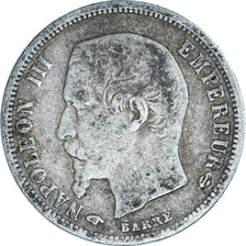 Moneda, Francia, Napoleon III, 50 Centimes, 1858, Paris, BC, Plata, KM:794.1