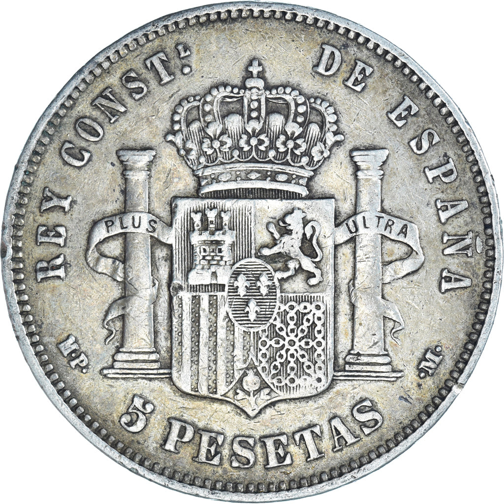 Coin, Spain, Alfonso XIII, 5 Pesetas, 1888, Madrid, VF(30-35), Silver, KM:689