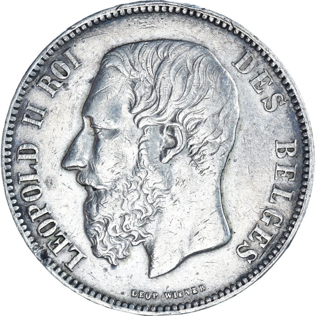 Coin, Belgium, Leopold II, 5 Francs, 5 Frank, 1870, Brussels, VF(30-35), Silver
