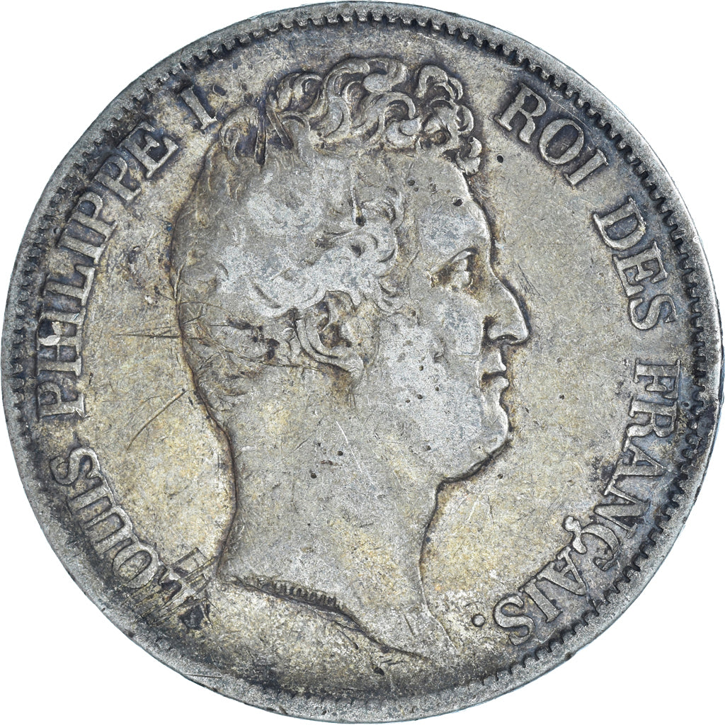 Moneta, Francia, Louis-Philippe, 5 Francs, 1830, Rouen, MB+, Argento, KM:735.2