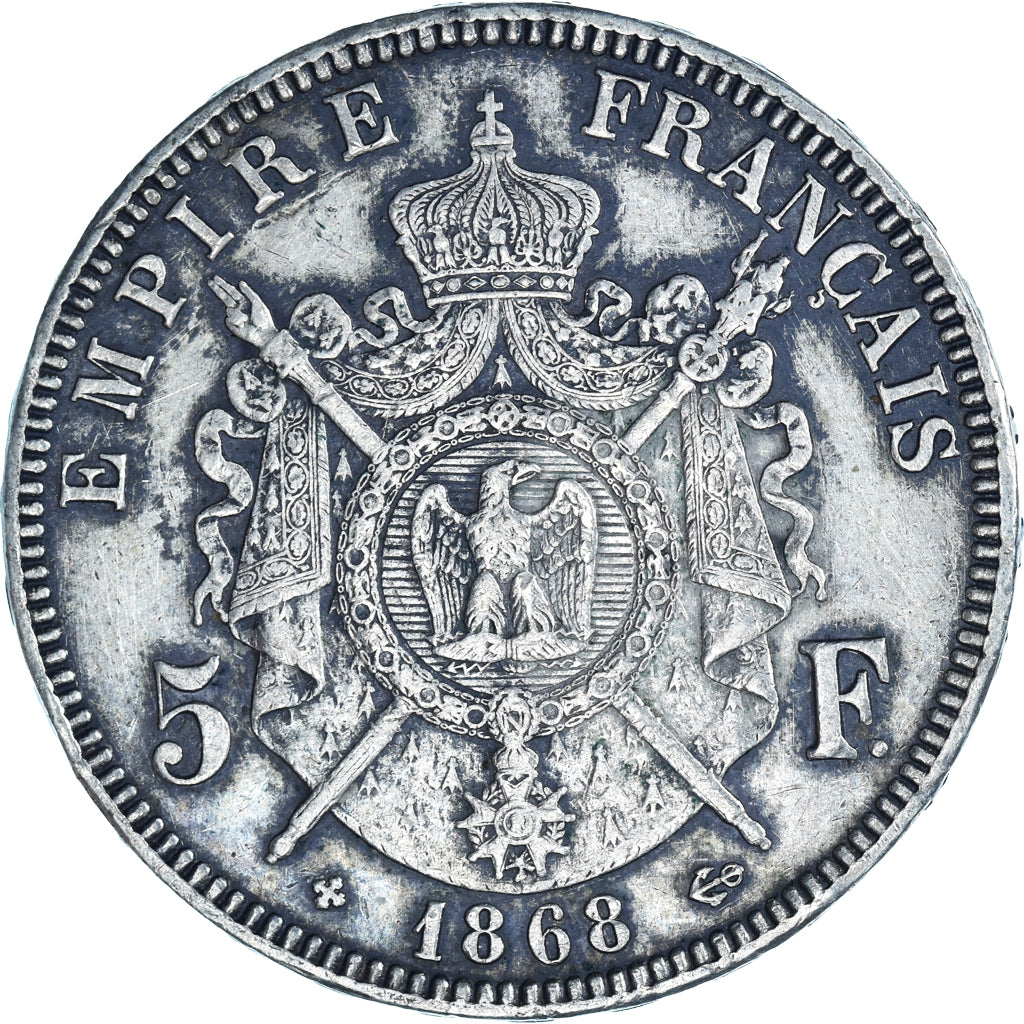 Monnaie, France, Napoleon III, 5 Francs, 1868, Strasbourg, TTB, Argent