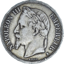 Moneta, Francia, Napoleon III, 5 Francs, 1868, Paris, MB+, Argento, KM:799.1