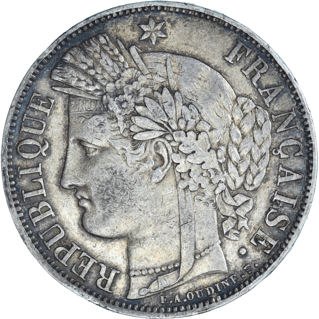Coin, France, Cérès, 5 Francs, 1850, Strasbourg, EF(40-45), Silver, KM:761.2