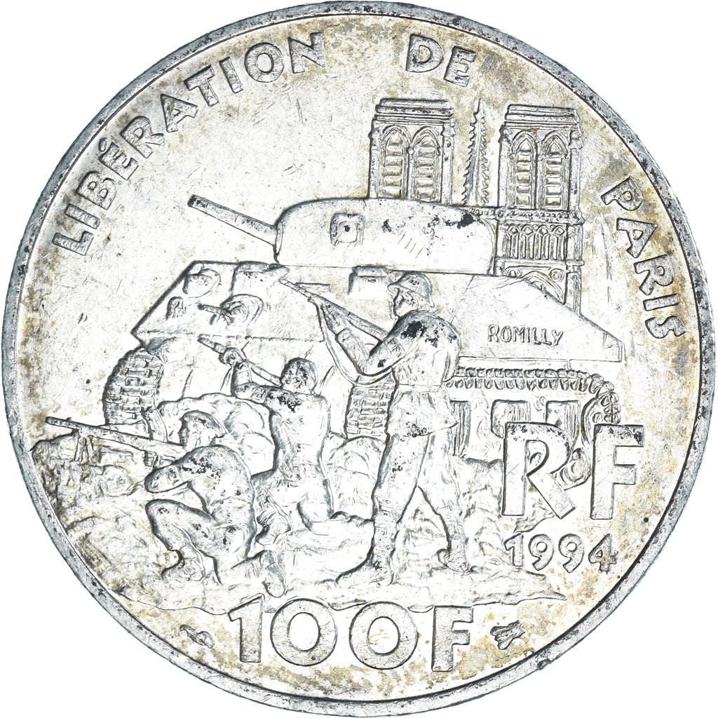 Coin, France, Libération de Paris, 100 Francs, 1994, AU(50-53), Silver