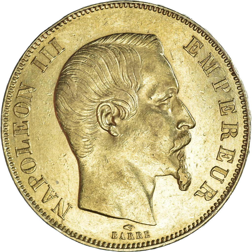 Moneta, Francja, Napoleon III, 50 Francs, 1858, Paris, AU(50-53), Złoto