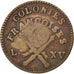 GUADELOUPE, 3 Sols 9 Deniers, 1793, KM #1, EF(40-45), Bronze, Lecompte #4, 11.72