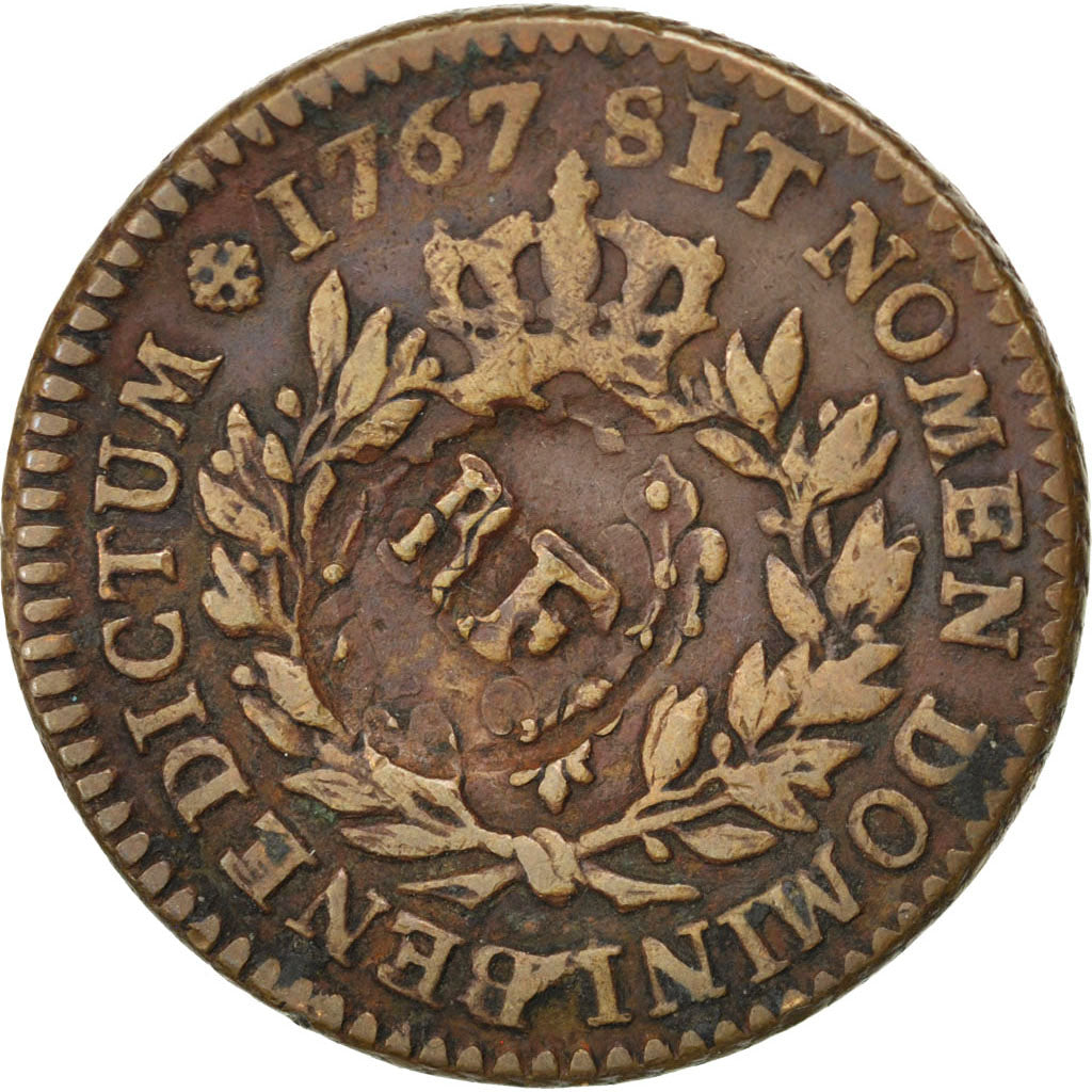 GUADELOUPE, 3 Sols 9 Deniers, 1793, KM #1, EF(40-45), Bronze, Lecompte #4, 11.72