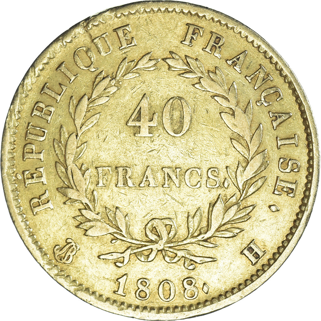 Munten, Frankrijk, Napoléon I, 40 Francs, 1808, La Rochelle, FR+, Goud