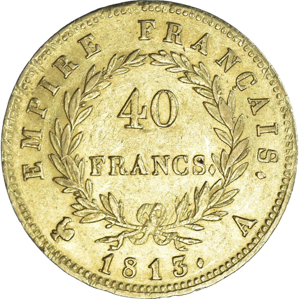 Moeda, França, Napoléon I, 40 Francs, 1813, Paris, EF(40-45), Dourado