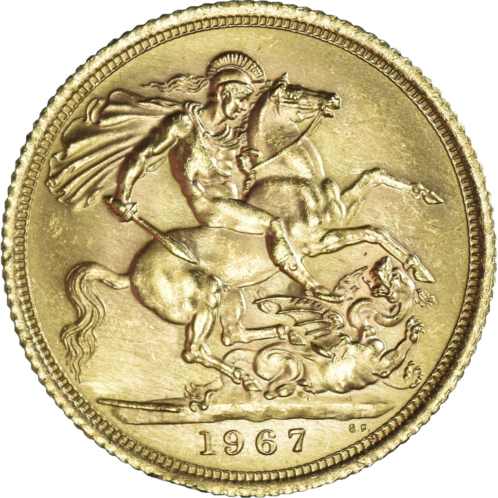 Coin, Great Britain, Elizabeth II, Sovereign, 1967, MS(64), Gold, KM:908