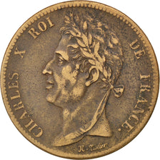 FRENCH COLONIES, 5 Centimes, 1825, Paris, KM #10.1, VF(30-35), Bronze, 9.42