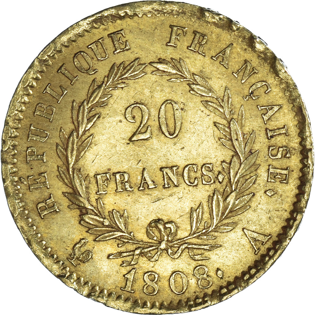 Münze, Frankreich, Napoléon I, 20 Francs, 1808, Paris, SS+, Gold, KM:687.1