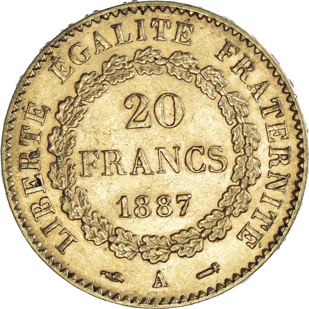 Münze, Frankreich, Génie, 20 Francs, 1887, Paris, VZ, Gold, KM:825