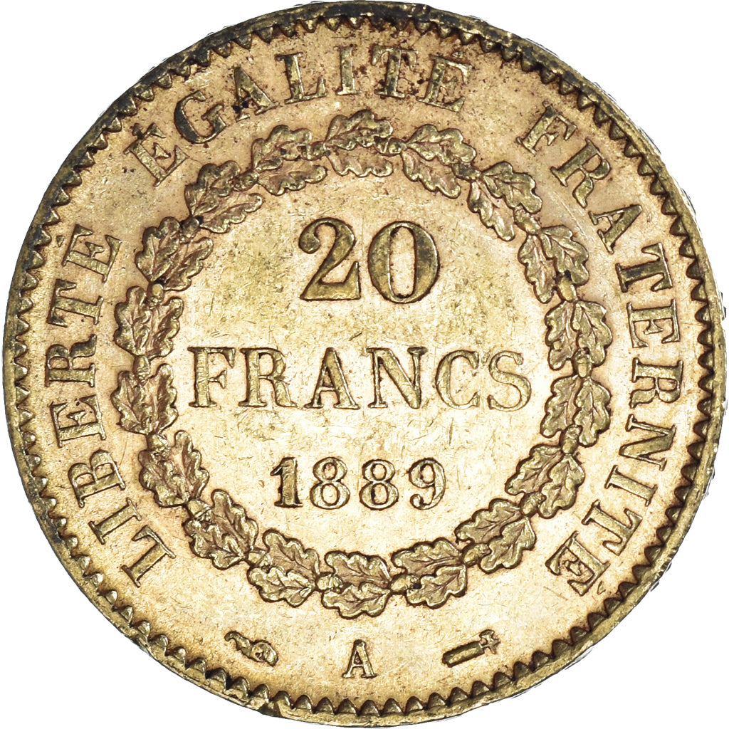 Munten, Frankrijk, Génie, 20 Francs, 1889, Paris, ZF+, Goud, KM:825