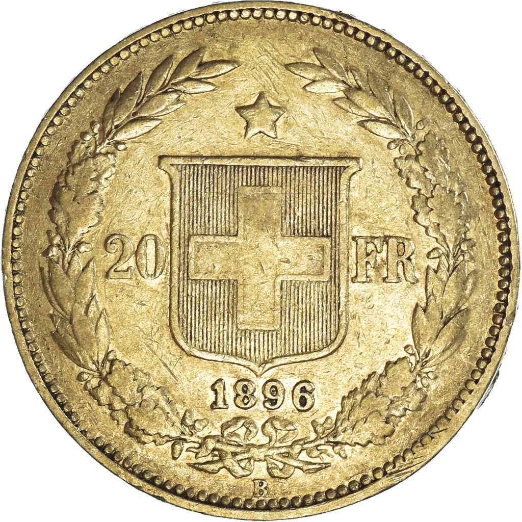 Coin, Switzerland, 20 Francs, 1896, Bern, EF(40-45), Gold, KM:31.3