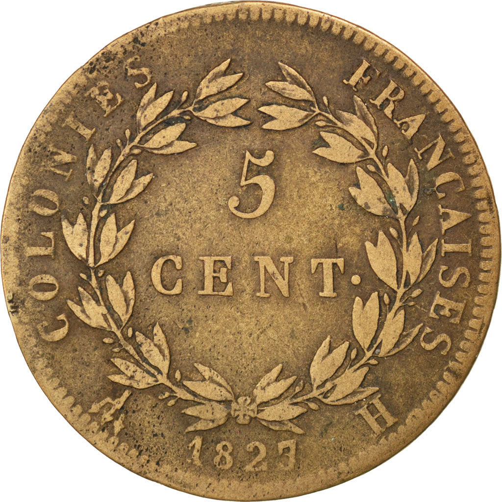 Colonies Françaises, Charles X, 5 Centimes 1827 H, KM 10.2